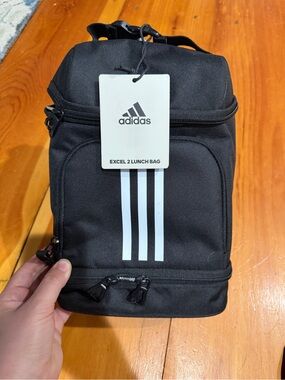 adidas Black Lunch Tote with White Stripe Detail